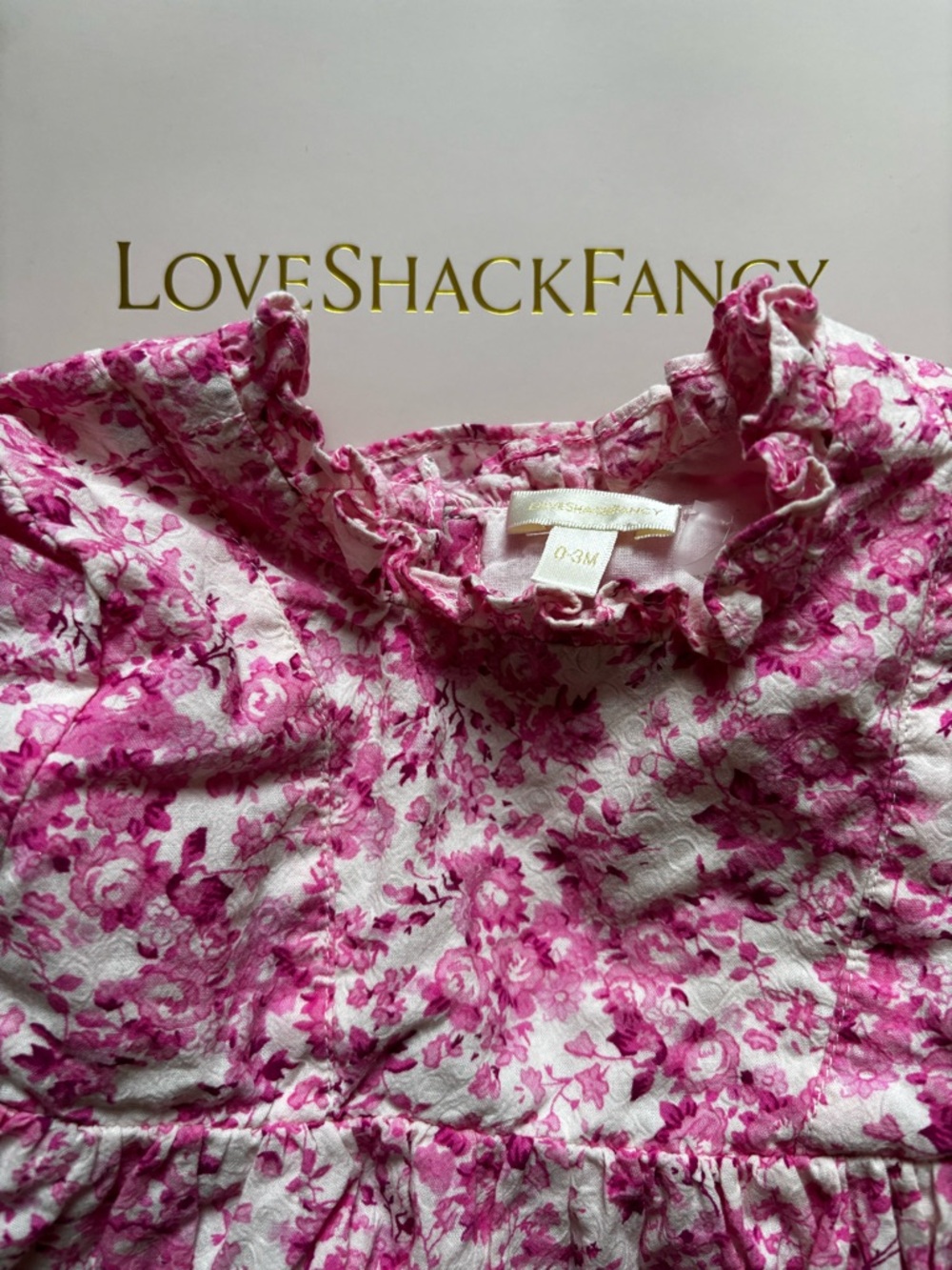 Love Shack Fancy Baby Girls Play Dress Sz 0-3 month cap sleeve Floral